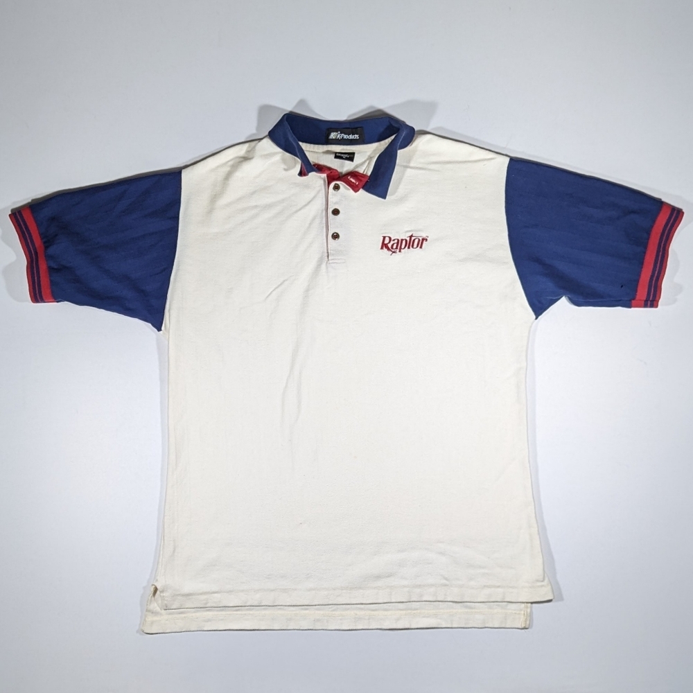 Vintage 90s Ceder Point Raptor Rollercoaster Sz XL Button Down Polo Shirt
